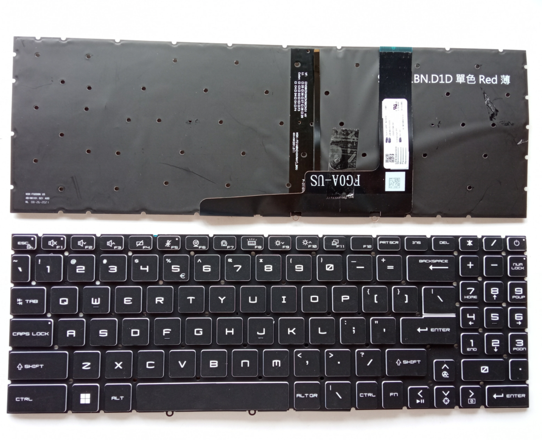 Picture of New Replacement Laptop Keyboard For MSI GF66/GF76/GL66/GL76 BLACK Backlit,White Side (OEM) US Layout